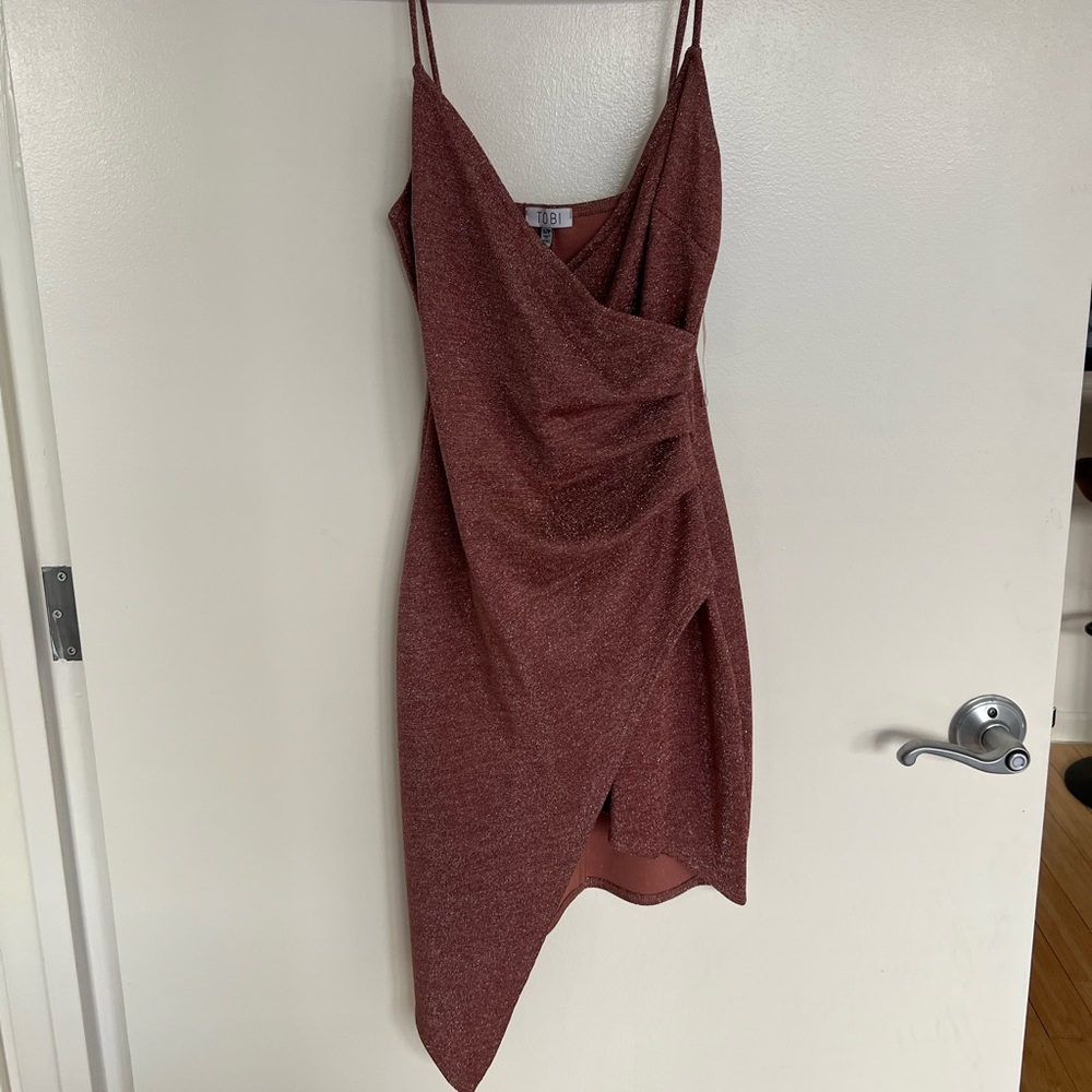 Shimmery pink asymmetrical bodycon dress